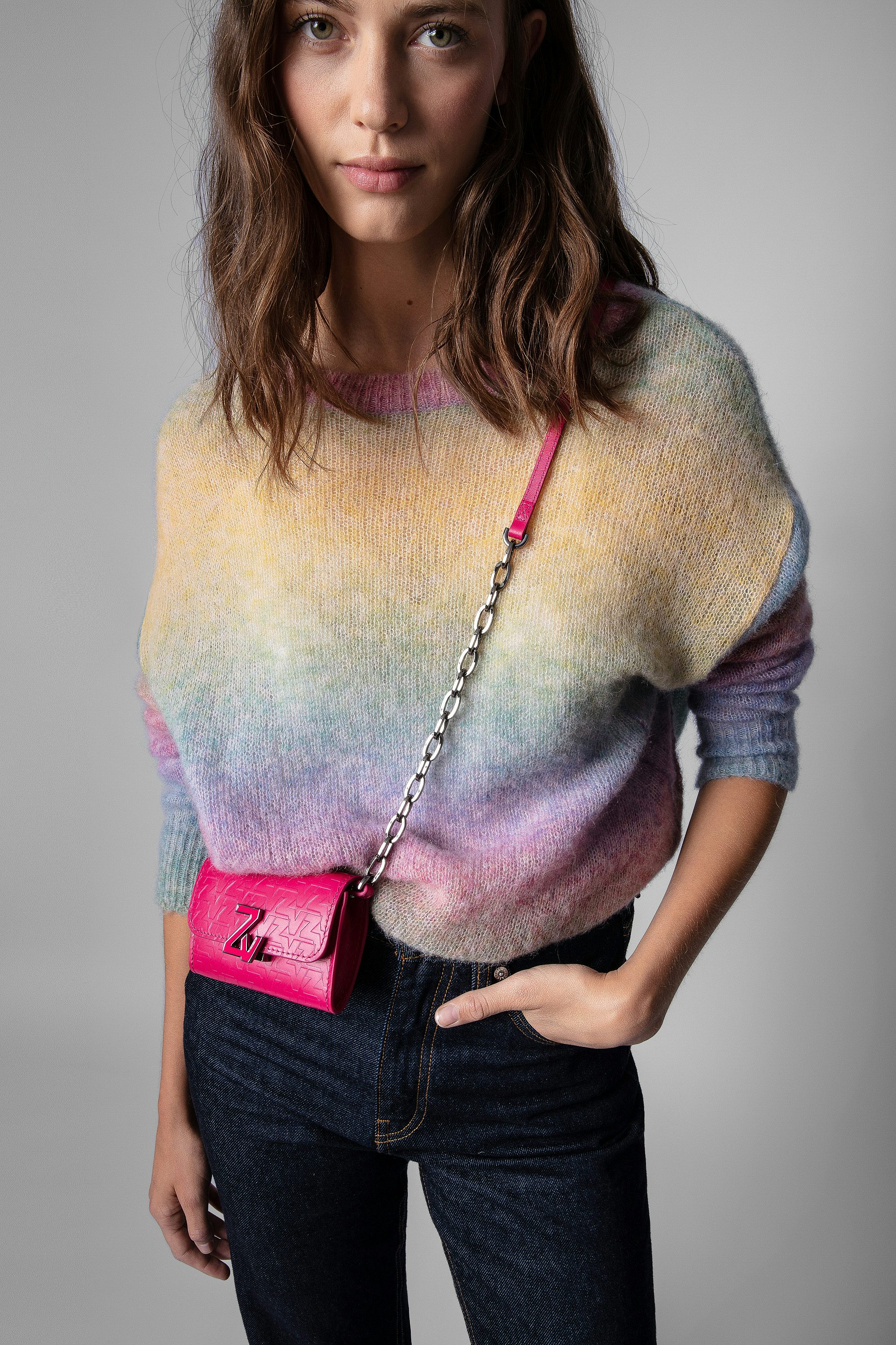 ZV Initiale Le Tiny Unchained Wallet-Style Clutch - Women’s ZV pink embossed leather wallet